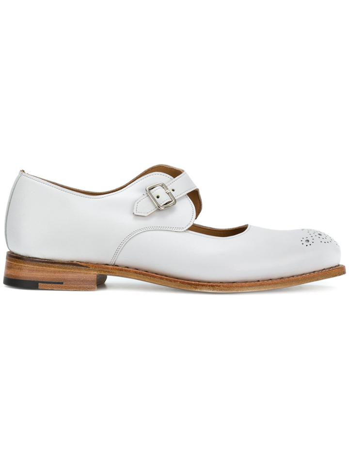 Trickers Buckle Strap Brogues - White