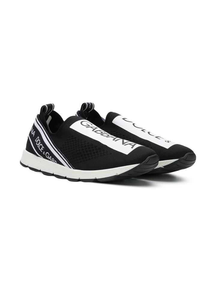 Dolce & Gabbana Kids Logo Slip-on Sneakers - Black