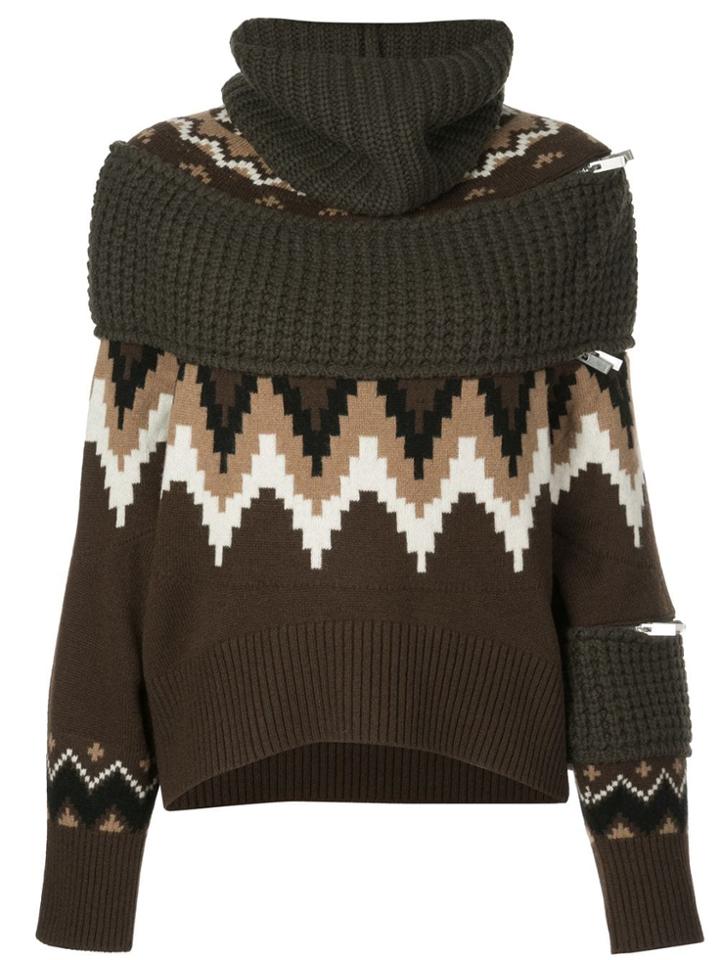 Sacai Oversized Turtle Neck Jumper - Brown