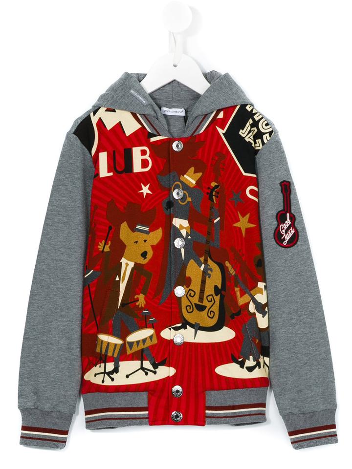 Dolce & Gabbana Kids - Printed Hoodie - Kids - Cotton/polypropylene/viscose - 2 Yrs, Grey