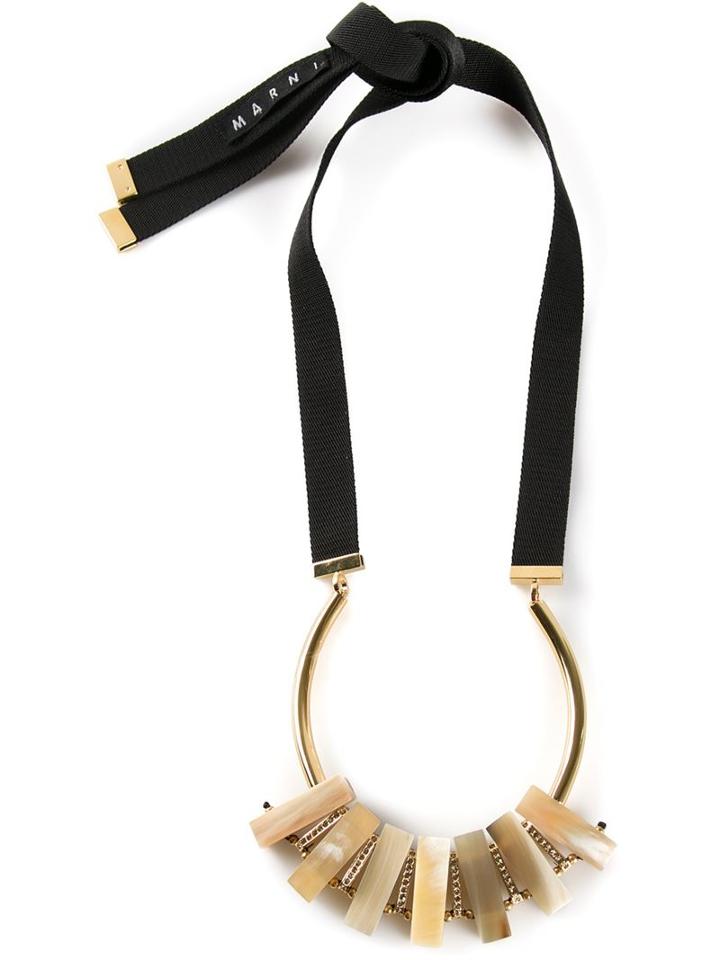 Marni Contrasting Panel Necklace, Women's, Metallic