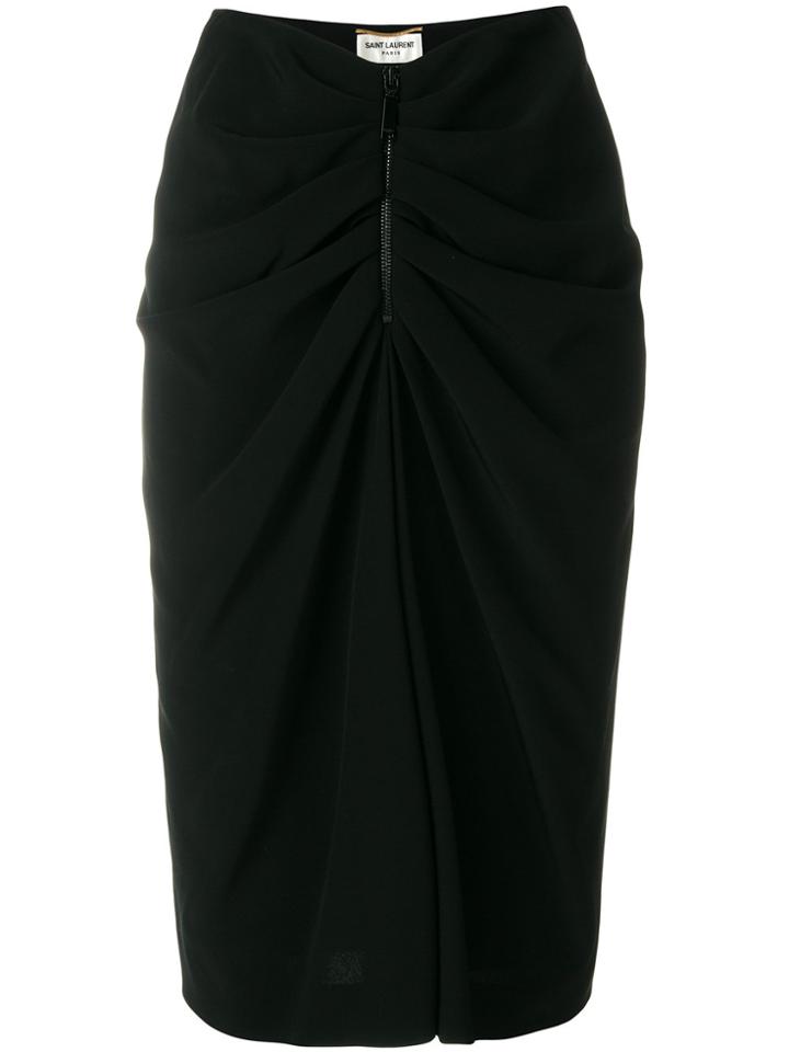 Rochas Embellished Button Pencil Skirt - Blue