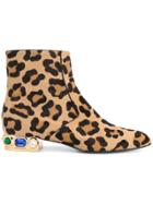 Casadei Leopard Print Daytime Boots - Brown