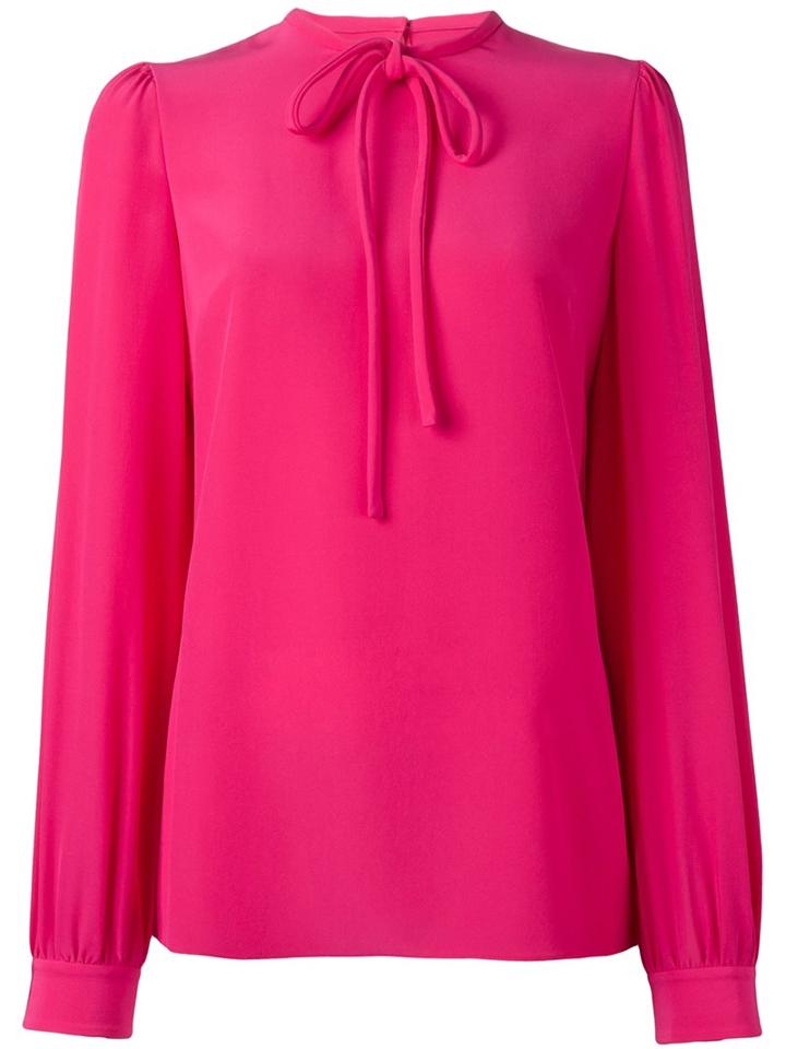 Dolce & Gabbana Tied Neckline Blouse, Women's, Size: 42, Pink/purple, Silk