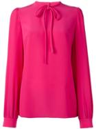 Dolce & Gabbana Tied Neckline Blouse, Women's, Size: 42, Pink/purple, Silk