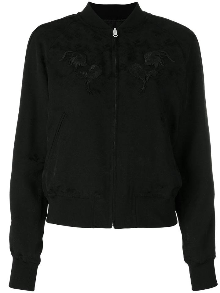 Comme Des Garçons Noir Kei Ninomiya - Embroidered Bomber Jacket - Women - Polyester/cupro/rayon/triacetate - S, Black, Polyester/cupro/rayon/triacetate