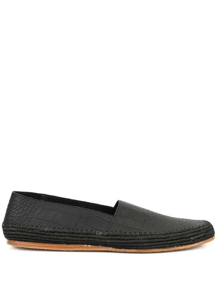 Casablanca Crocodile Embossed Espadrilles - Black