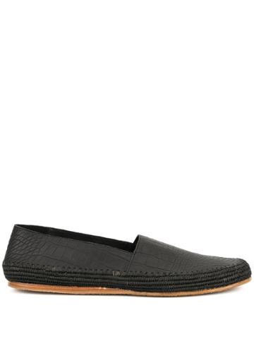 Casablanca Crocodile Embossed Espadrilles - Black