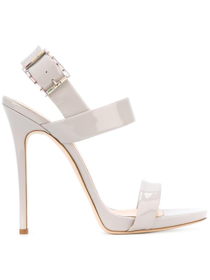 Giuseppe Zanotti Design Double Strap Sandals, Women's, Size: 36.5, Grey, Patent Leather/leather