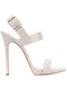 Giuseppe Zanotti Design Double Strap Sandals, Women's, Size: 36.5, Grey, Patent Leather/leather