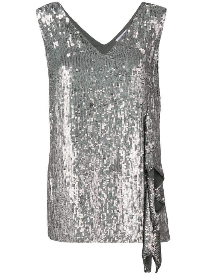 P.a.r.o.s.h. Sequinned Asymmetric Top - Silver