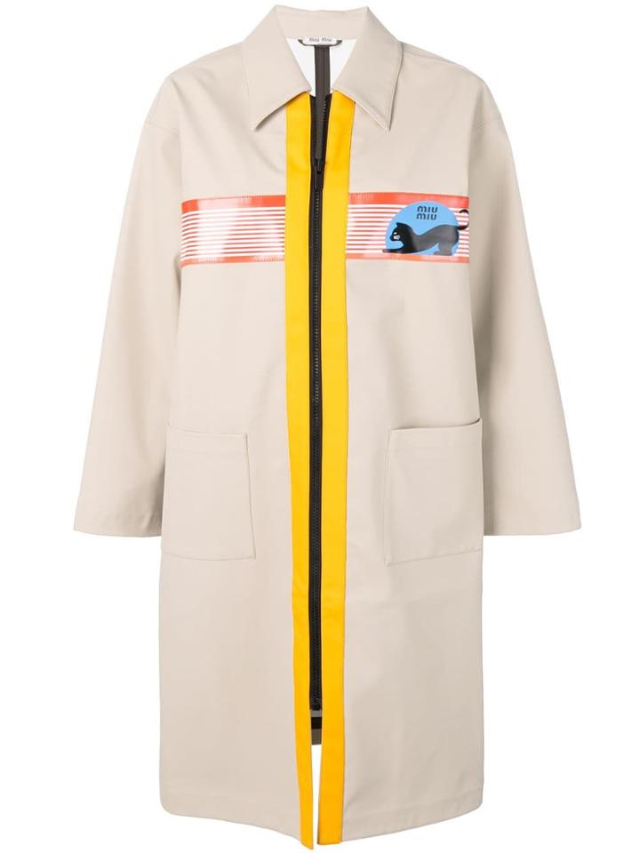 Miu Miu Miu Miu Cat Trench Coat - Neutrals