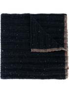 Brunello Cucinelli Ribbed Scarf, Men's, Blue, Polyamide/cashmere/virgin Wool