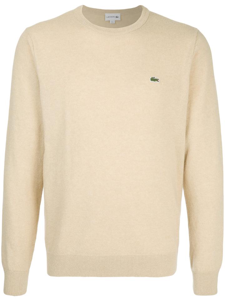 Lacoste Logo Patch Crew Neck Jumper - Nude & Neutrals