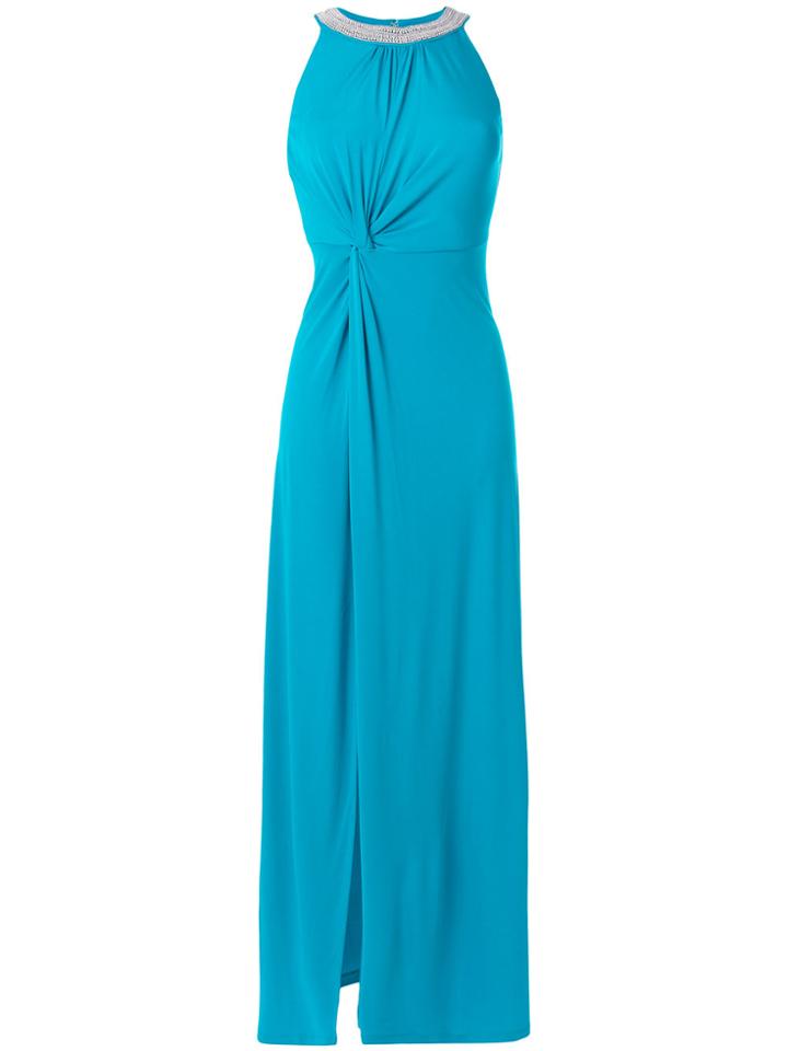 Michael Michael Kors Knot-detail Halterneck Gown - Blue