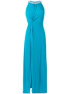 Michael Michael Kors Knot-detail Halterneck Gown - Blue