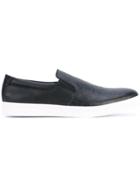 Calvin Klein Logo Embossed Slip-on Sneakers - Black