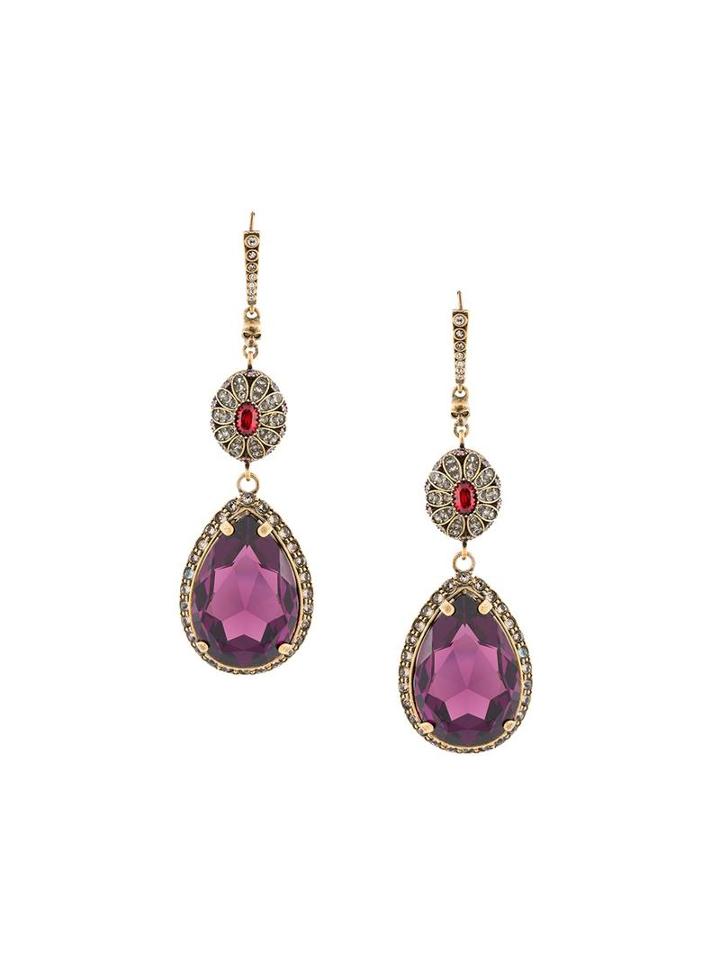Alexander Mcqueen Crystal Drop Earrings, Women's, Metallic