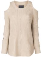 Zoe Jordan Shoulder Slits Pullover - Nude & Neutrals