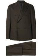 Caruso Double Breasted Two Piece Suit - Brown
