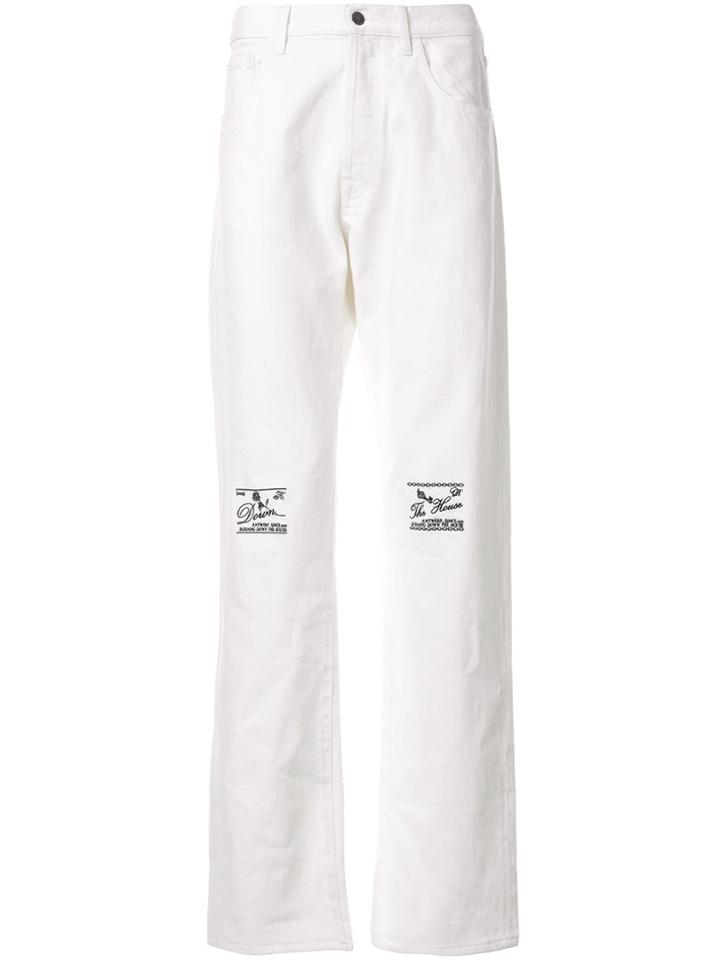 Raf Simons Front Printed Trousers - White