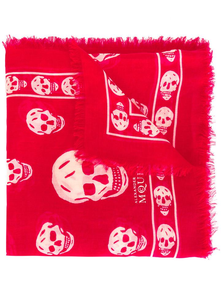 Alexander Mcqueen - Skull Scarf - Women - Silk/modal - One Size, Women's, Red, Silk/modal