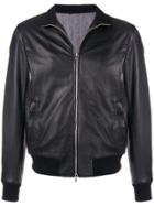 Barba Leather Bomber Jacket - Black