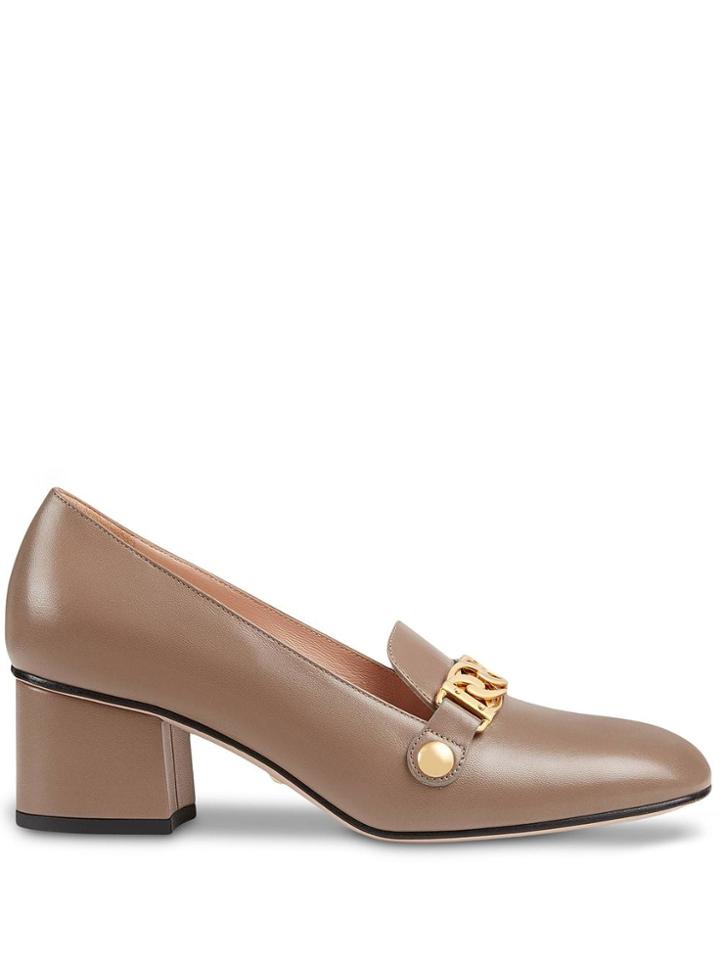 Gucci Sylvie Leather Mid-heel Pump - Neutrals