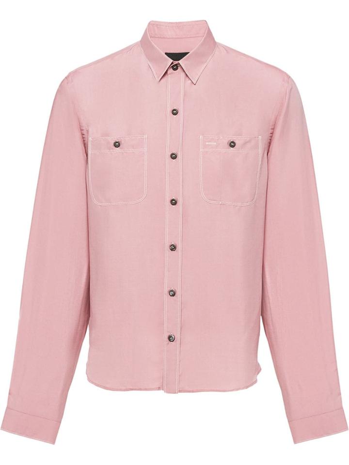 Prada Pongé Silk Shirt - Pink