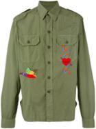 History Repeats - Chest Pockets Embroidered Shirt - Men - Cotton/spandex/elastane - 50, Green, Cotton/spandex/elastane