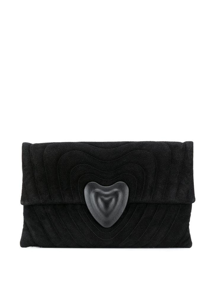 Escada Embossed Heart Clutch - Black