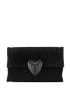 Escada Embossed Heart Clutch - Black