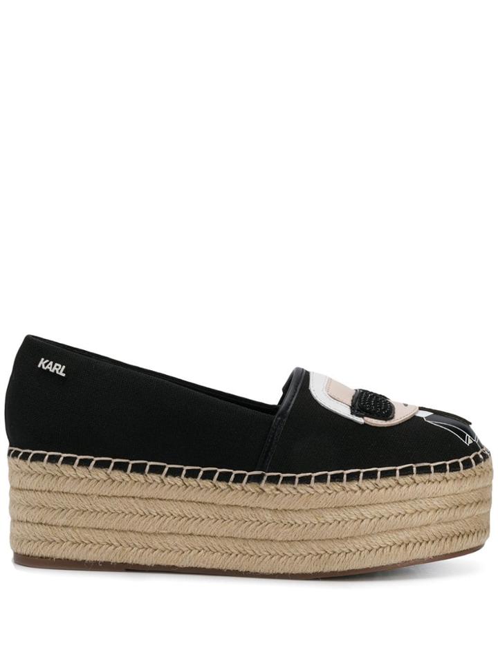 Karl Lagerfeld Platform Espadrilles - Black