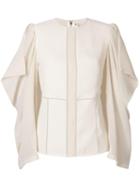 Victoria Beckham Drape Sleeve Panelled Top - Neutrals