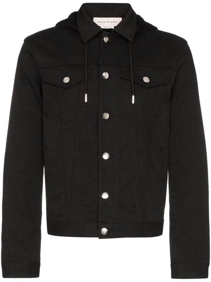 Alexander Mcqueen Logo Printed Denim Jacket - Black