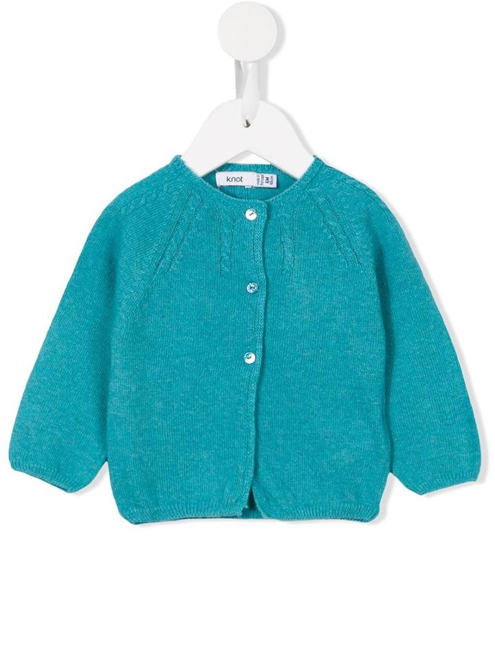 Knot - Cable Knit Detail Cardigan - Kids - Polyamide/viscose/cashmere/merino - 3 Mth, Infant Girl's, Blue