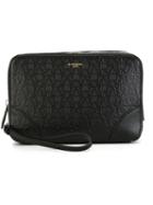 Givenchy Star Embossed Zipped Clutch, Men's, Black, Calf Leather