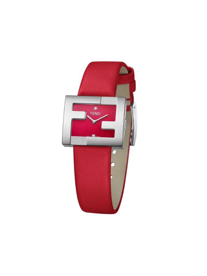 Fendi Ff Logo Embellished Watch - Red