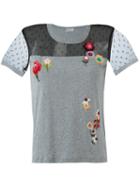 Red Valentino Floral Sequinned T-shirt, Women's, Size: Large, Grey, Polyamide/cotton