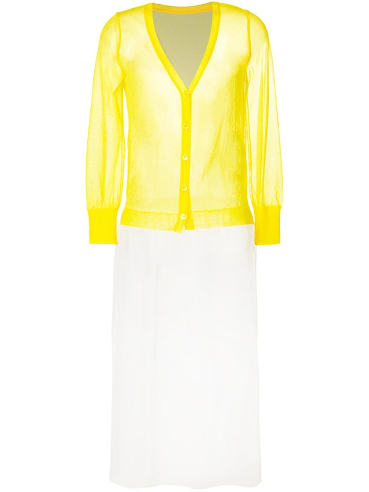 Muveil Sheer Tulle Cardigan - Yellow & Orange