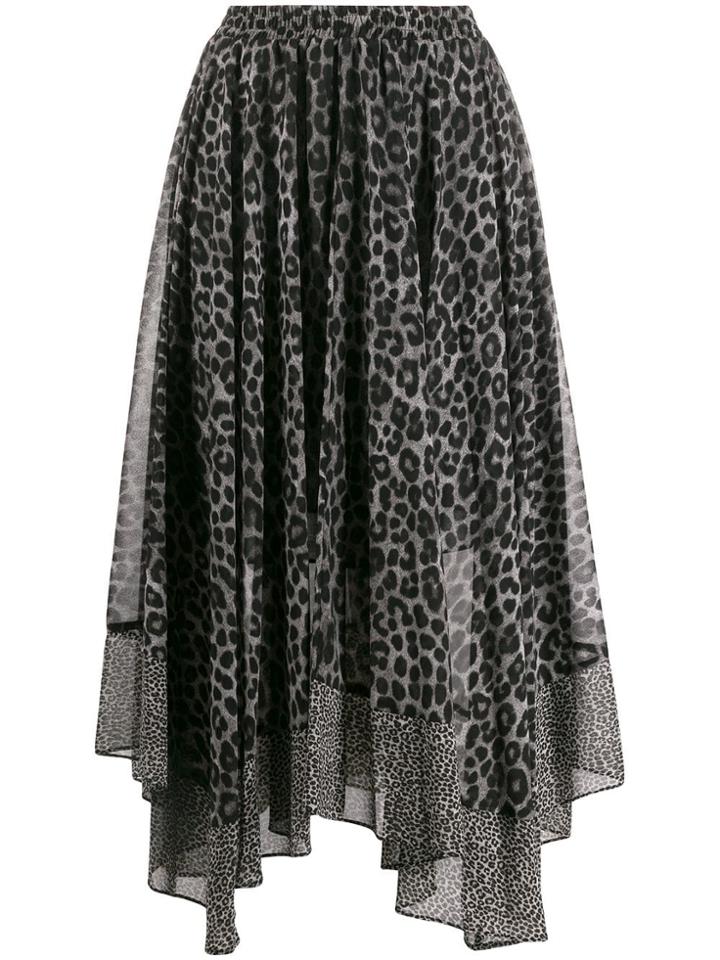 Michael Michael Kors Leopard Georgette Scarf Skirt - Black