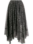 Michael Michael Kors Leopard Georgette Scarf Skirt - Black