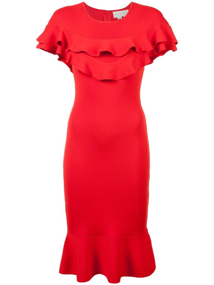 Sachin & Babi Frilled Fitted Dress - Red