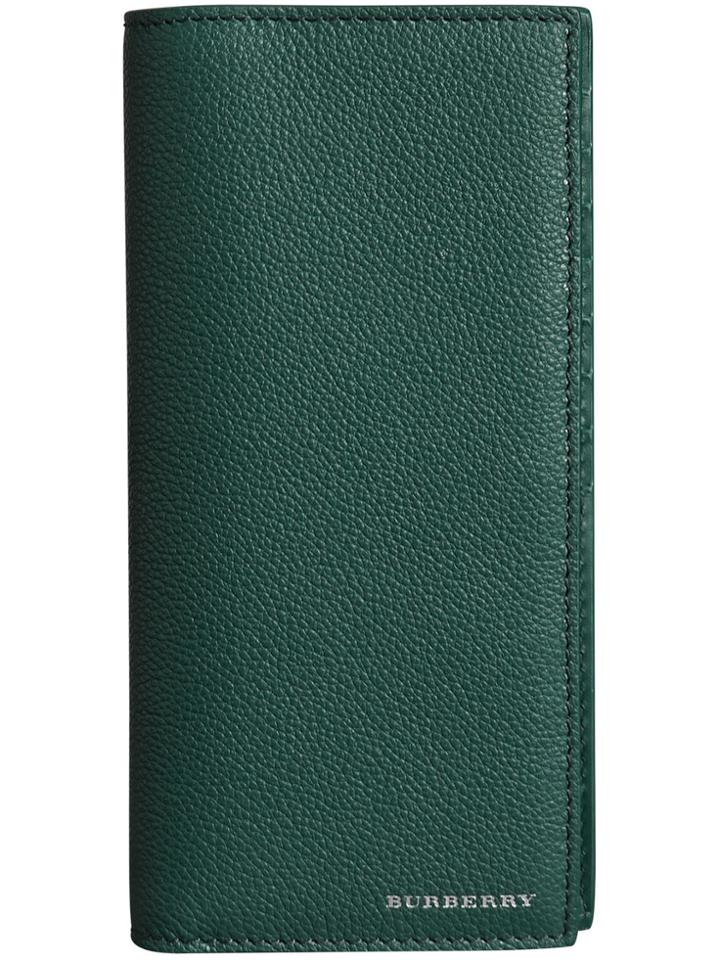 Burberry Grainy Leather Continental Wallet - Green