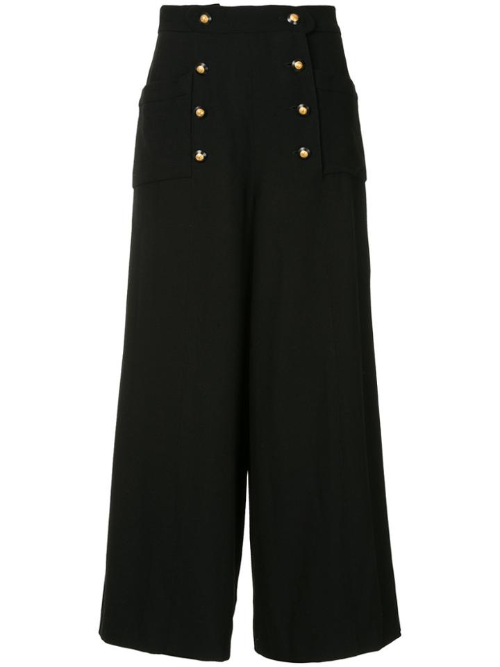 Chanel Vintage Wide-legged Cropped Trousers - Black