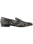Roberto Cavalli Palm Print Loafers - Black