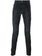 Pierre Balmain Ribbed Super Skinny Jeans, Men's, Size: 34, Black, Cotton/polyester