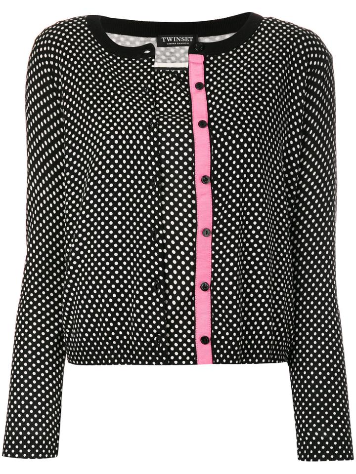 Twin-set Polka Dot Knit Cardigan Style Sweater - Black