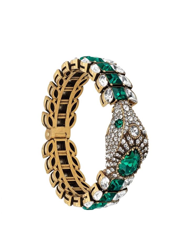 Gucci Snake Bracelet With Crystals - Green