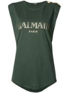 Balmain - Logo T-shirt - Women - Cotton - 42, Women's, Green, Cotton
